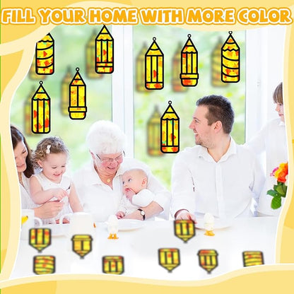 32 Sets Back to School Pencil Suncatchers Craft Kit DIY Window Stained Glass Effect Pencils Paper Crafts for Home School Classroom Decoration Kid Birthday Gifts Creative Art Projects Activity Game