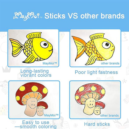 Tempera Paint Sticks - 24 Bright Colors, Quick Drying, Easy to Color and Washable Crayons for Kids and Students