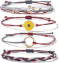 FANCY SHINY Sunflower String Bracelet Boho Braided Rope Wrap Bracelets Cute Summer Beach Surfer Jewelry for Women Christmas Gifts