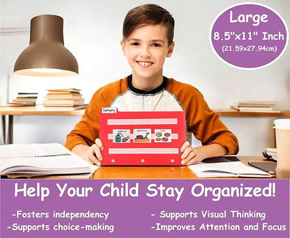Smile4autism Large 8.5x11” Tools Perfect to Keep Your Loose Visual Picture Cards Organized. Autism, ABA, ADHD, Language & Apraxia Aspergers