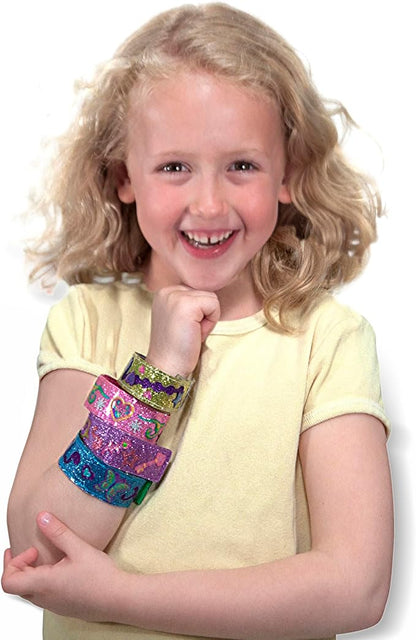 Melissa & Doug Design-Your-Own Bracelets with 100+ Sparkle Gem & Glitter Stickers, Kids Snap Bracelets, Stickers & Jewelry Crafts, Preschool Toys for Girls & Boys Ages 4+