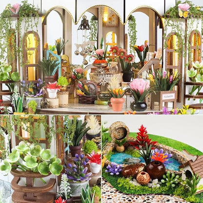 DIY Miniature House Kit, Mini House Building Kit, DIY Book Nook Kit, Tiny Model House for Adults to Build, Beginner 3D Wooden Book Nook, for Family Friends (Hanging Gardens)