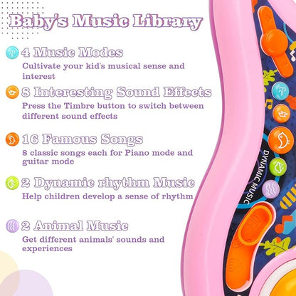 Kids Guitar, Electric Toddler Baby Music Toys for Ages 2-4 with Piano Mode Strap and Lights Child Musical Instruments Ideal for 2+ Year Old Girls Boys Birthday