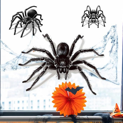 1 Spider Window Stickers, Halloween Window Decorations, Realistic and Terrifying Effects, Waterproof, Suitable for Outdoor Use, Simple Adhesive Stickers, Party Haunted House Prank Decorations