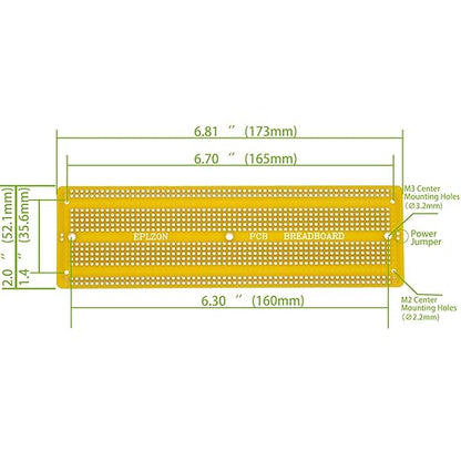 3pcs 6.8"x2.05" Breadboard Solderable Prototype PCB Board Kit for Electronics Projects Compatible for DIY Soldering Circuits Projects Prototype Board,Yellow