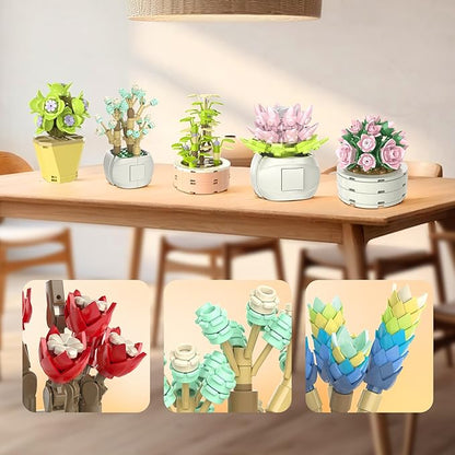 NUTCRACKER Succulent Flower Botanical Collection Building Set for Adults - Plant Flower Mini Bonsai Toy Building Set, Home Office Decor, Christmas Birthday Gifts for Women (750 Pieces)