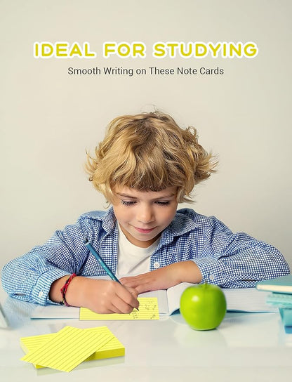 Yellow Index Cards 3x5, 200 PCS Notecards 3x5 Lined, Flashcards Note Cards 3 x 5 Thick Flash Cards Ruled Index Card, Single-Sided Ruled Lined 3 by 5 Index Cards for Studying Notes Taking