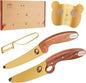 Kids Knife Set for Real Cooking with Educational Ring & Precious Rosewood Handle, Kids Chef Knife-4pcs Set with Stainless Steel Finger Guard-Golden Coating