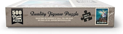 MyPuzzle Acadia National Park: Lighthouse at Night - Premium 500 Piece Jigsaw Puzzle for Adults