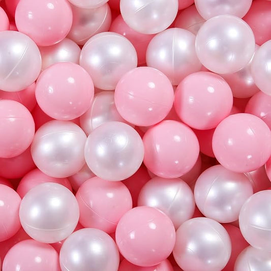 Ball Pit Balls Pack of 100 200 500 - Star and Round Set BPA Free Phthalate Free Non-Toxic Crush Proof Play Balls Soft Plastic Balls for Toddlers Baby Kids Birthday Pool Tent Party