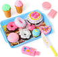 LOVESTOWN Pretend Desserts Toy Set, 15 PCS Play Food Desserts for Kids Kitchen, Toy Ice Cream Cupcake Baking Plastic Play Food for Girls Boys Birthday Gift