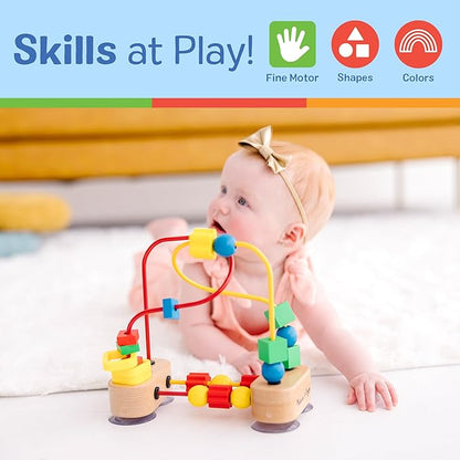 Melissa & Doug First Bead Maze - Wooden Educational Baby Toy with Suction Cups, for Floor, High Chair or Toddler Table, Toddler Toys for Girls & Boys Ages 1+