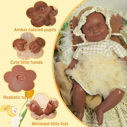 Reborn Baby Dolls Silicone Full Body 18.1in Weighted Real Life Open-Eyes Girl Dolls Lifelike Newborn Baby Soft Body Flexible Limbs Not Vinyl