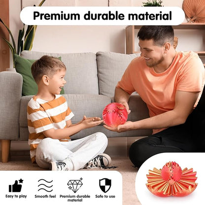 Gear Ball 3D Printed Spin Ball or Cube Fidget Toy,Gear Sphere Fidget Toy,Fidget Ball Gear Toy for Stress and Anxiety Relief, Stress Ball GearSphere Desk Toy for Adults & Kids(Golden Red, 3.1 Inch)