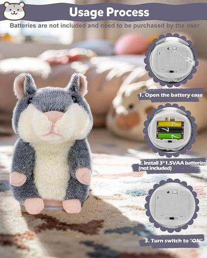 Ayeboovi Kids Toys Talking Hamster Repeats What You Say, Stuffed Animals for Toddler Kid Birthday Gift, Fun Interactive Plush Autism Toy for 3 4 5 Years Old Boys Girls