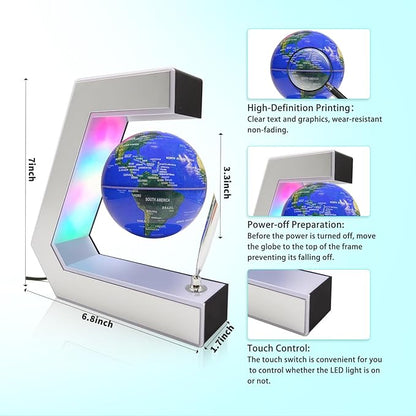 Flagest Magnetic Levitation Globe with LED Lights & Touch Control and Pen, Floating Globes for Educational Home Office Desk Bookshelf Decor, Birthday Anniversary Holiday Creative Gift(3.3 Inches Globe)
