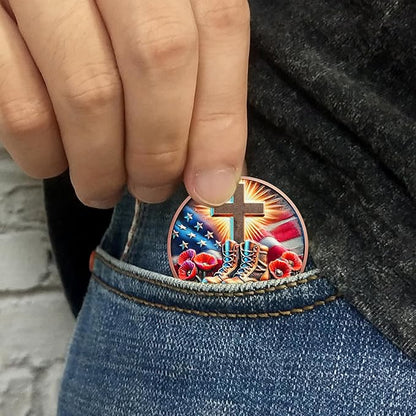 AtSKnSK Memorial Tribute Challenge Coin Some Gave All Lest We Forget Thank You for Your Service Military Coin (Poppy Military Boots, 50)