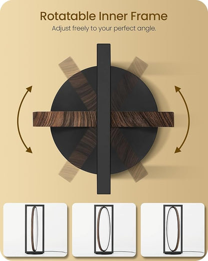 Modern LED Table Lamp, Dimmable Minimalist Bedside Lamp, 3 Color Temperatures, Angle Adjustable, Cute Desk Lamp, Nightstand Lamp for Living Room, Bedroom, Office, Black and Walnut K62TL05