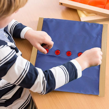 MONTESSORI OUTLET Buttoning Frame with Large Buttons | Practical Life Material for Toddlers & Preschoolers | Learn to Button Clothes, Develop Fine Motor Skills & Independence (Ages 3-6)