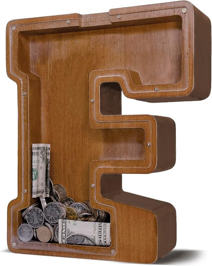 Wooden Letter Piggy Bank for Kids Larger Letter Piggy Bank for Boys and Girls Personalized Piggy Bank Initial Coin Bank Wood Kids Money Bank for Birthday and Festival