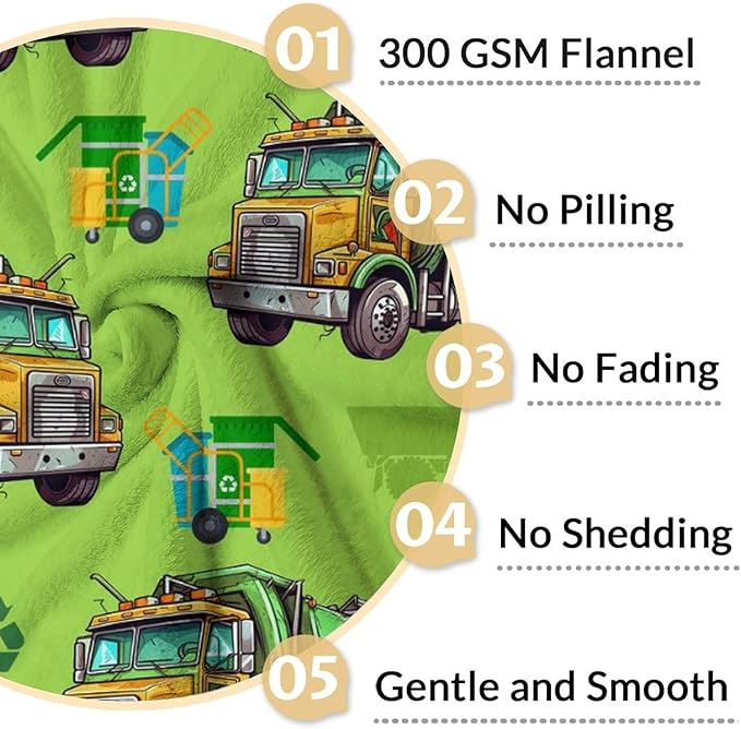 Blanket for Kids Adults Boys Garbage Truck Blanket Gift for Son Birthday - 40x50 Inches Cozy Soft All Season Throw Blankets for Sofa Couch Bed Office