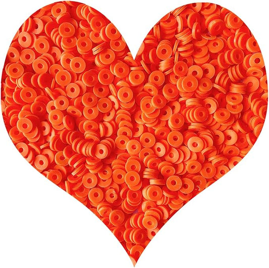 3000Pcs Clay Beads Flat Round Polymer Bead Vinyl Heishi Beads Flat Round Polymer Bead Flat Clay for Jewelry Making Necklace Bracelet (10-Orange)