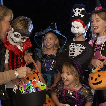 40 Glow in The Dark Bouncing Balls,Halloween Party Favors Supplies ,8 Halloween Theme Designs, Trick or Treating Goodie Bag Filler, School Classroom Game Rewards, Halloween Miniatures (with pouch bag)
