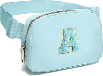 Gitus Gifts for 8 9 10 11 12 Year Old Girls Belt Bag Fanny Pack Crossbody Bags with Initial Letter Patch Cute Stuff Birthday Gifts for Teen Girls Women Personalized Trend Stuff (Icing Blue-A)
