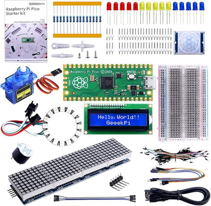 GeeekPi Basic Starter Kit for Raspberry Pi Pico, with Breadboard, I2C 1602 LCD Display Module, 9g Mirco Servo for Raspberry Pi Beginners & Software Engineer