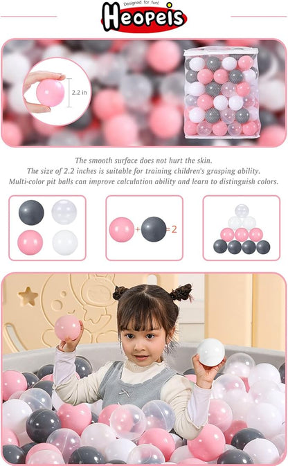 Ball Pit Balls Pack of 100 200 500 - Star and Round Set BPA Free Phthalate Free Non-Toxic Crush Proof Play Balls Soft Plastic Balls for Toddlers Baby Kids Birthday Pool Tent Party