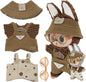 17cm Clothes Set (NO Doll) 5PC Set Hat Glasses Overalls for 17cm Accessories Suit, Doll Clothing for Trendy Blind Box，Cute Clothes for LBB Doll Dress up Unique Style,Free Combination (Tan)