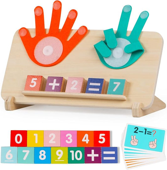 ALLABC Finger Math Manipulatives Number Counting Blocks, Montessori Educational Math Toys for Toddlers 3-6, Preschool Number Learning Toys for Boy & Girl Age 3,4,5 Years Old (Single Side Edition)