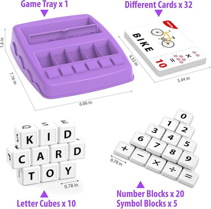 Matching Letter Games,Learning Educational Toys 2 in 1, Numerical Equality Games,Alphabet Spelling Reading Flash Cards,Early Education Gift Toys for 3,4,5,6,7 Year Olds (Purple)
