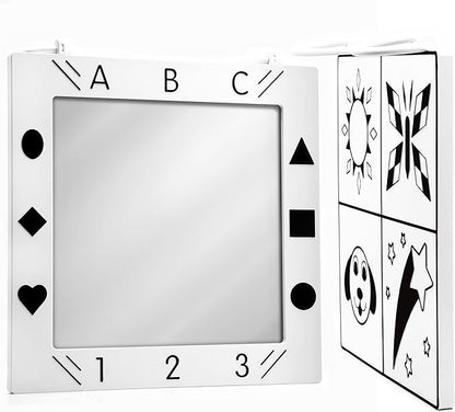 Baby Mirror, Doctor Designed Large Crib, Floor or Wall Mirror for Babies - High Sensory Toys for Babies - Promotes Vision and Brain Development - Crib Toys for Infants - Safe Tummy Time