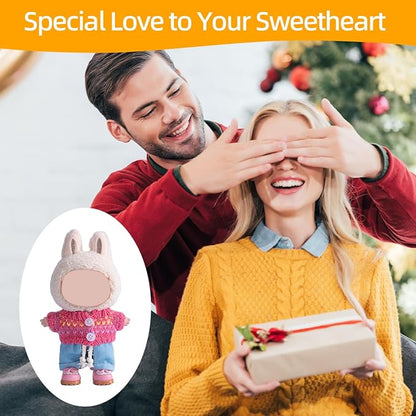 17cm Doll Clothes Set, Premium Jeans & Knitted Sweater Outfit for 17cm 15cm Dolls, Cute Dress Up Fashion, No Doll Included (Rainbow, 17cm/15cm)