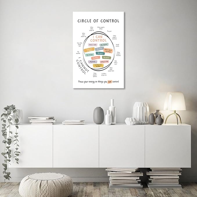 Circle Of Control Poster What I Can And Cannot Control Therapy Office Wall Art Kids Mental Health Poster Calm Down Corner School Decor 12x16in Framed