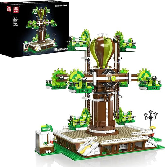 Mould King Nature-Tree Big Windmill Building Set, 2148+ Pcs Creative Amusement Park Swing Ride Model Kit, STEM Construction City Building Engineering Toy, Collectible Gift for Teens, Adults