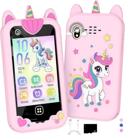 Kids Smart Phone for Girls, Kids Toys Cell Phone 2.8" Touchscreen Toddler Learning Play Toy Phone with Dual Camera, Game, Music Player, 8GB Card Birthday Gifts for Girls Boy Age 4-12(Pink)