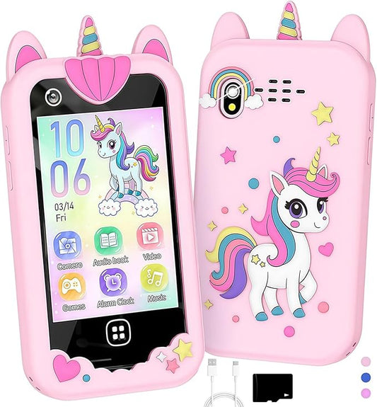 Kids Smart Phone for Girls, Kids Toys Cell Phone 2.8" Touchscreen Toddler Learning Play Toy Phone with Dual Camera, Game, Music Player, 8GB Card Birthday Gifts for Girls Boy Age 4-12(Pink)