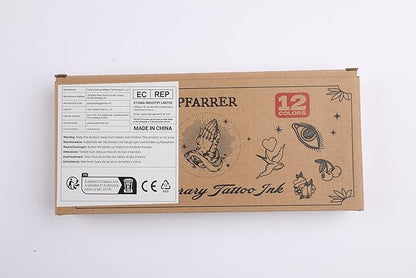 PFARRER Temporary Tattoo Kit12 Bottles Color Temporary Tattoo Ink,49 Big Pcs Stencils Kit for Body Paint DIY Fake Tattoos for Kids(Black*2,Red,Green,Blue,Pink,Grey,Navy,Yellow,Purple,Brown,Orange)