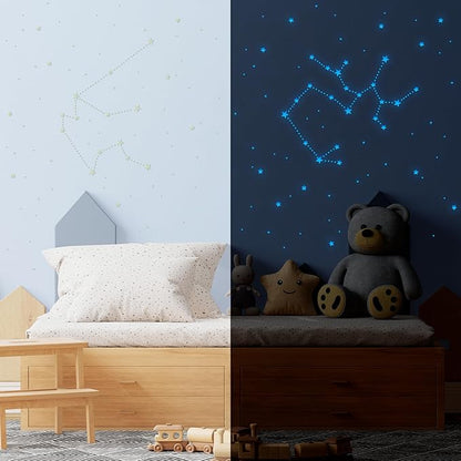 447 PCS Glow in The Dark Star Stickers Luminous Decor,3D for Ceiling,Dots for Starry Sky Glowing Stars for Kids Room for Ceiling Realistic Domed Star.Party and Birthday Gift.Blue Light