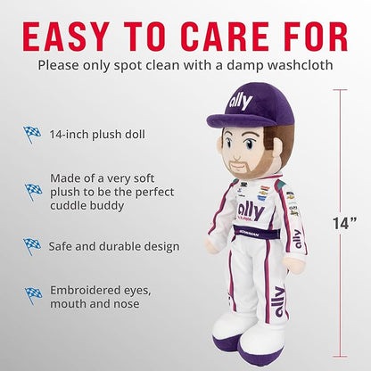 Playtime by Eimmie NASCAR-Themed Soft Baby Doll, 14-Inch Plush Racing Rag Doll for Kids, Hendrick Motorsports Alex Bowman Plush Figure, Fabric Stuffed Toy for All Ages