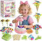 Mini Fabric Flower Press Sewing Machine Toy Kit for Kids Beginners, DIY Paper Bouquets Manual Sewing Kit, Creative Arts & Crafts Making Toy Gift for 4-8 Year Old Girls Boys