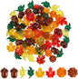 84 Pieces Acrylic Leaves Mini Acrylic Pumpkin Maple Leaves Acorns Crystals Gems for Thanksgiving Home Table Scatters Decoration Autumn Table Scatters Favor Vase Filler(5 Colors)