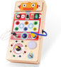 Asweets Montessori Wooden Busy Board Toy for Toddler, Red Robot Sensory Board with 8 LED Shape Light Switches, Travel & Gift Toys for Kids, 3.9''L x 2.0''W x 7.5''H