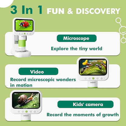 Digital Microscope for Kids,4.3" HD Screen Portable Microscope with 8 LED Lights,Educational STEM Science Toys with 8G SD Card for Photo/Video,Birthday Gifts for Boys Girls