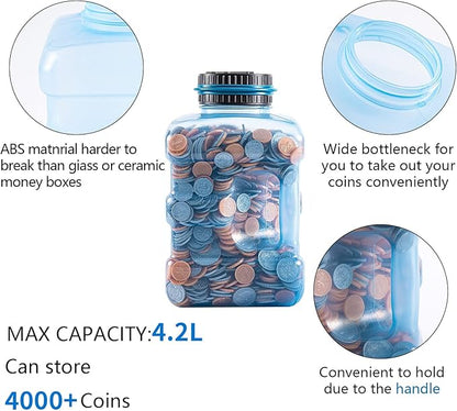 Piggy Bank - Large Coin Bank for Adults Boyswith LCD Counter,Great Coin Counter Bank Money Counting Jar with Total Amount Displayed,Best Gift for Kids, Designed for All US Coins(4.2L)