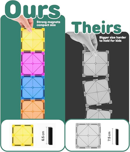 103 PCS Magnetic Tiles for Kids – STEM & Montessori Magnetic Building Blocks for Boys and Girls Ages 3 and Up - Durable & Safe Magnetic Toys Gift Set