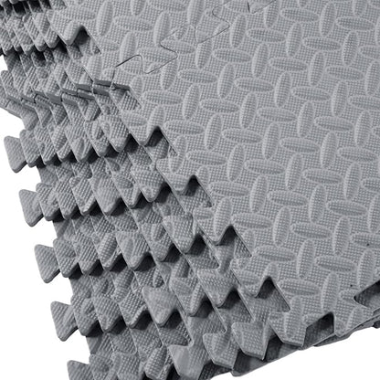 Shihanee 16 Pcs Foam Floor Baby Tiles 11.81 x 11.81 inches Foam Floor Mats Play Mats Bulk with Borders Interlocking for Kids Baby Playroom Nursery Gym（Gray）