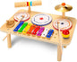 WINGYZ Baby Drum Set – 9-in-1 Wooden Musical Instruments for Toddlers 1-3, Montessori Music Toys with Xylophone, Drum, Cymbal & Tone Block, Early Learning Gift for Boys and Girls